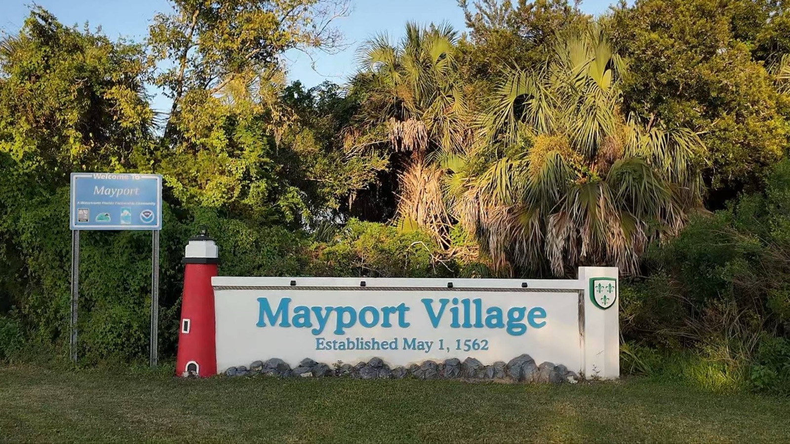 Welcome to Mayport Village sign